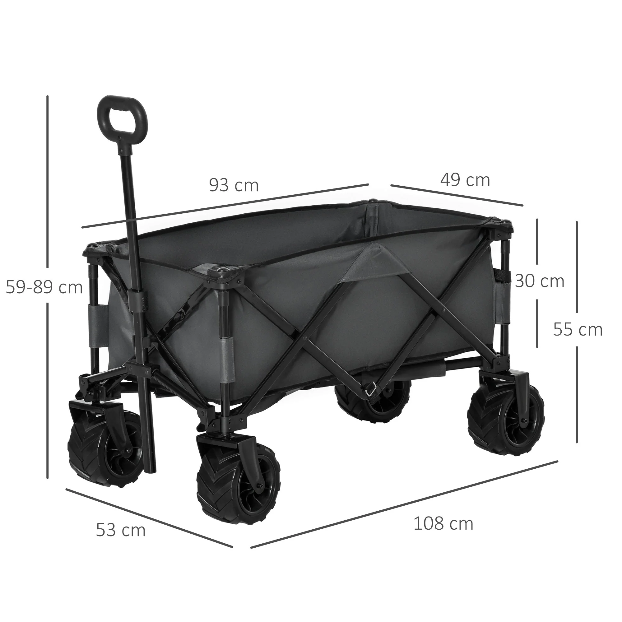 Folding Metal Frame Garden Trolley - Grey - Image 3
