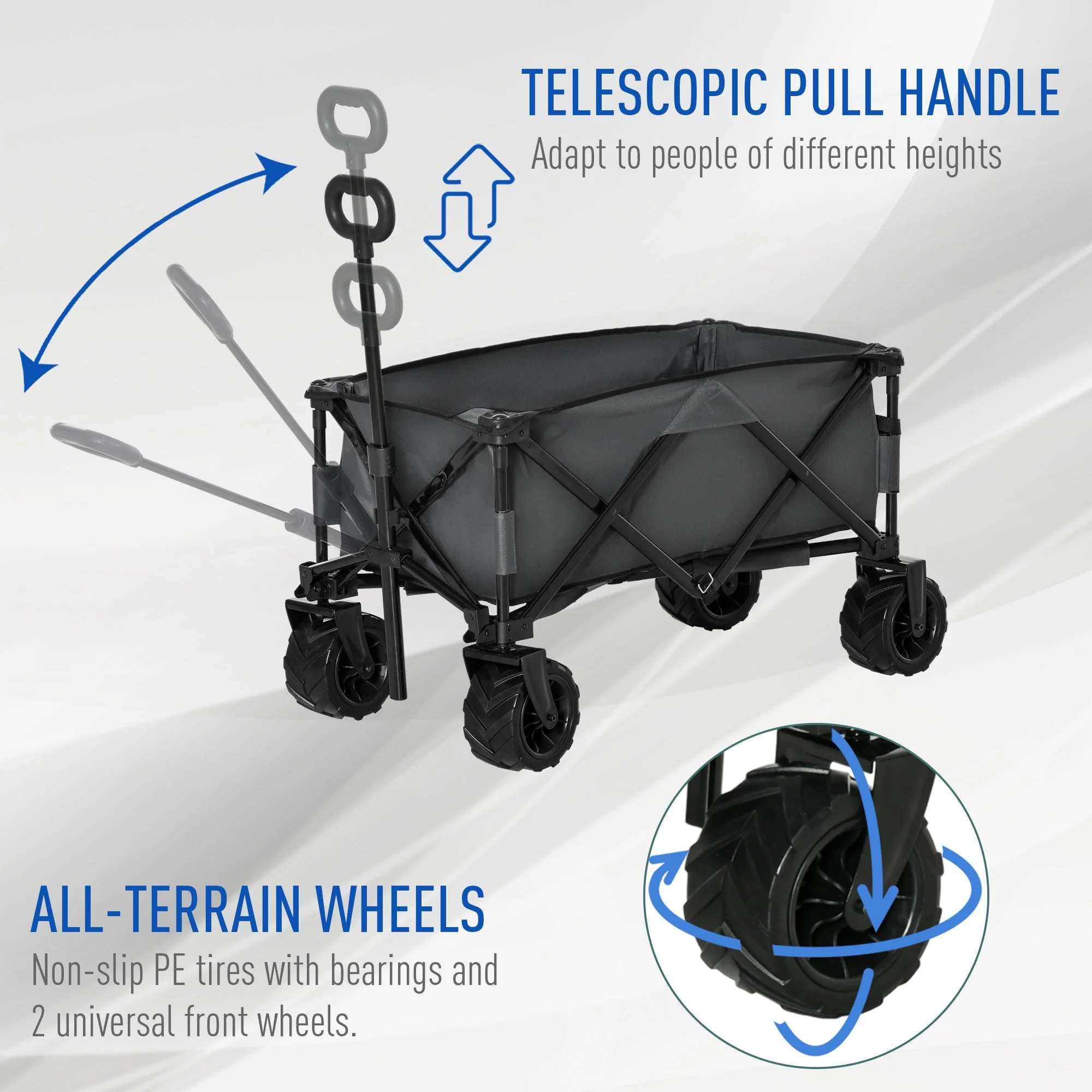 Folding Metal Frame Garden Trolley - Grey - Image 4