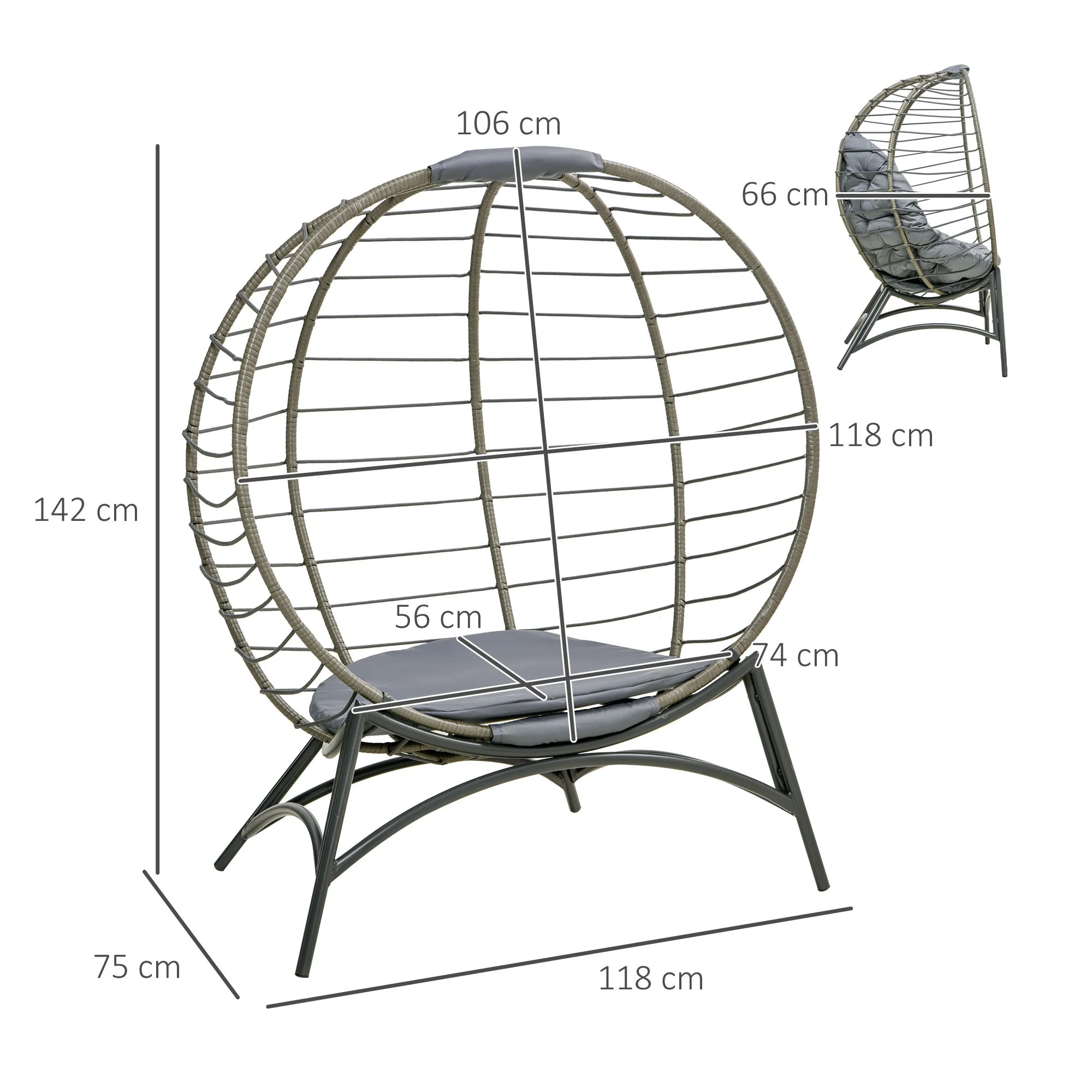 Folding Rattan Egg Chair - Image 3