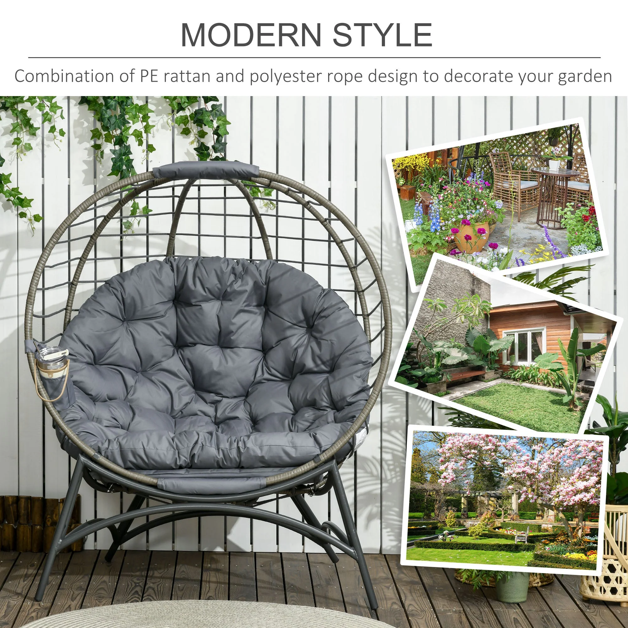 Folding Rattan Egg Chair - Image 4