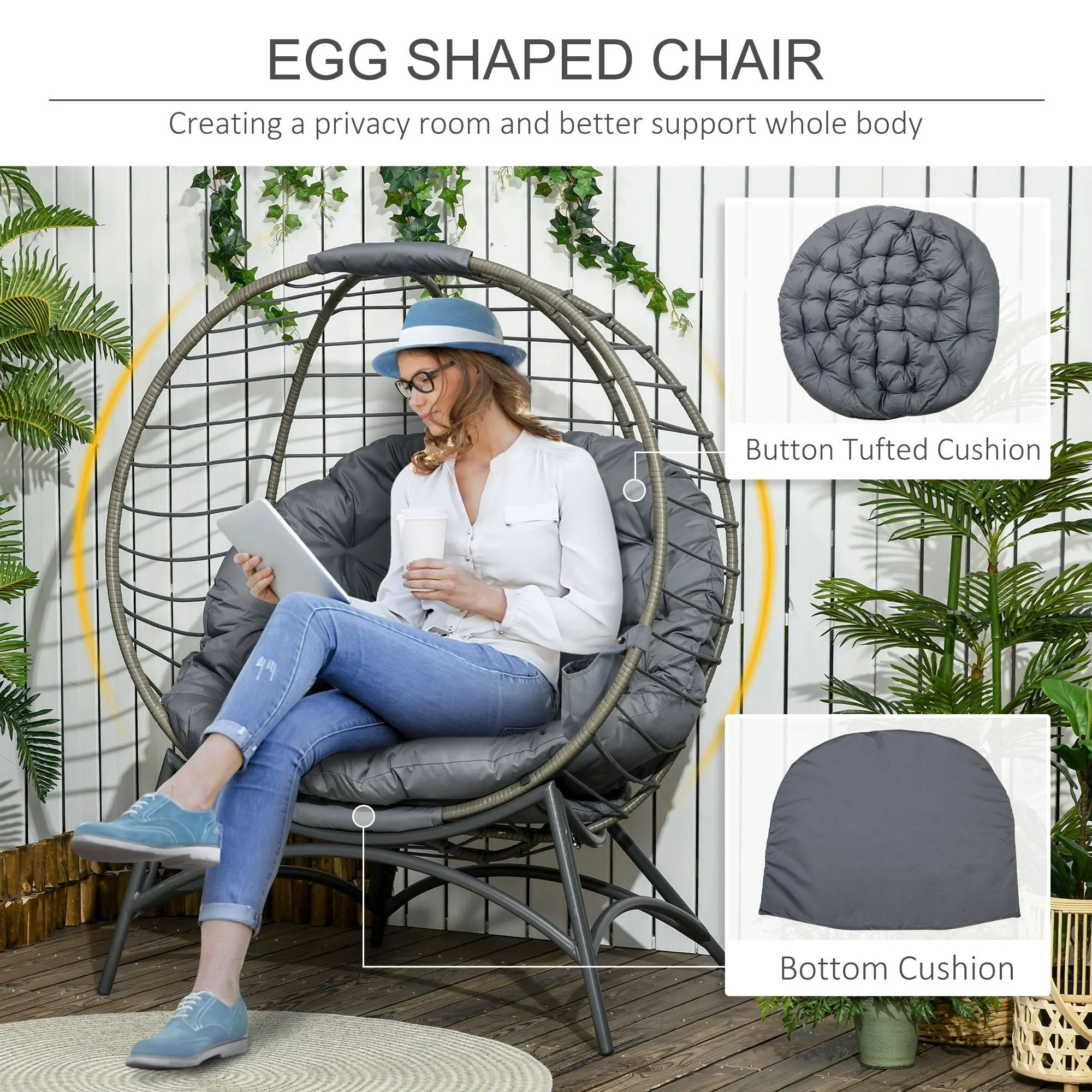 Folding Rattan Egg Chair - Image 5