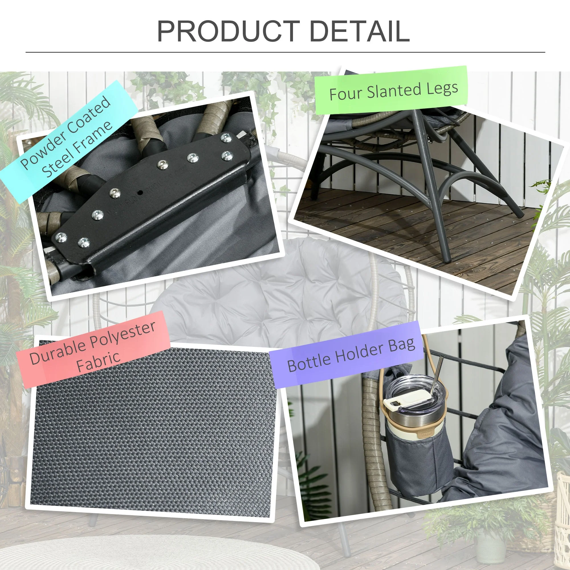 Folding Rattan Egg Chair - Image 6
