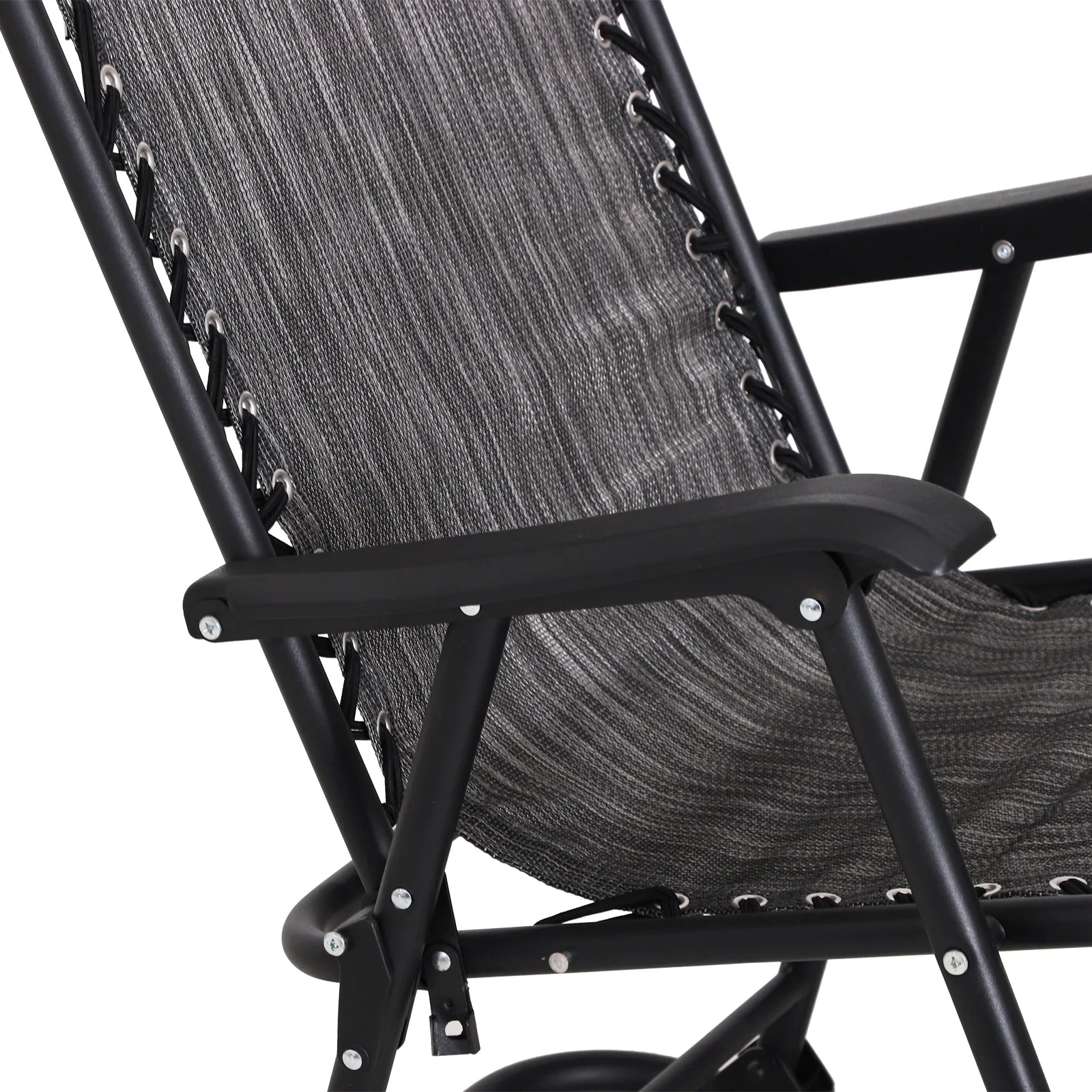 Folding Rocking Chair Zero Gravity W/ Headrest-Grey - Image 9