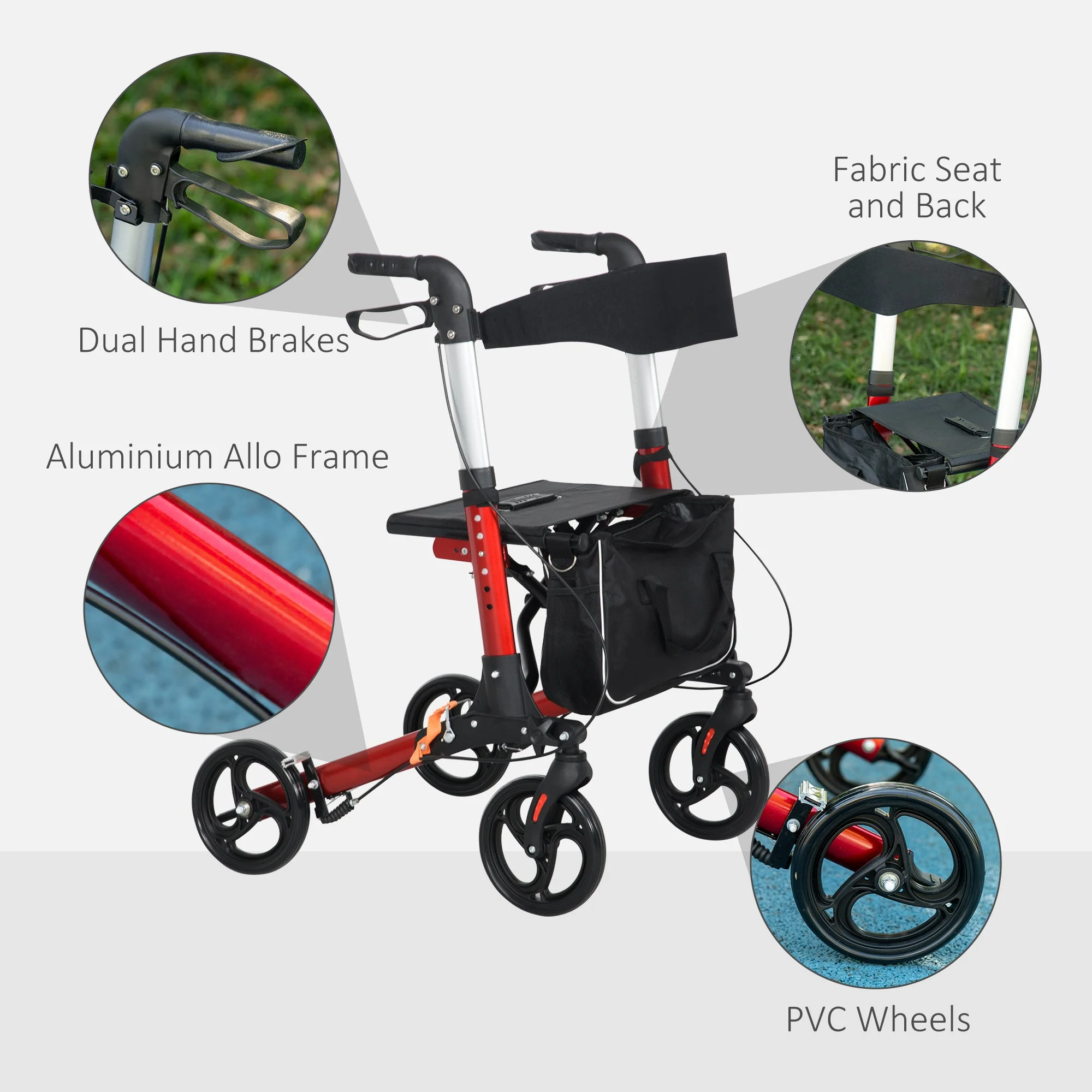 Folding Rollator Walker with Seat and Backrest - Image 5