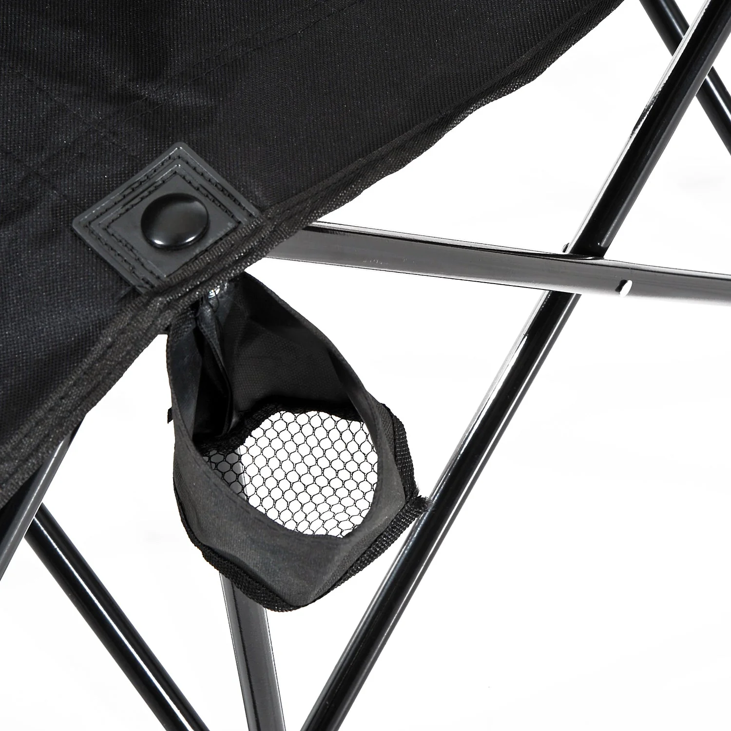 Football 6 Seater Folding Sports Bench Outdoor Picnic Camping Portable Spectator Chair Steel Frame w/ Cup Holder & Carry Bag - Black - Image 3