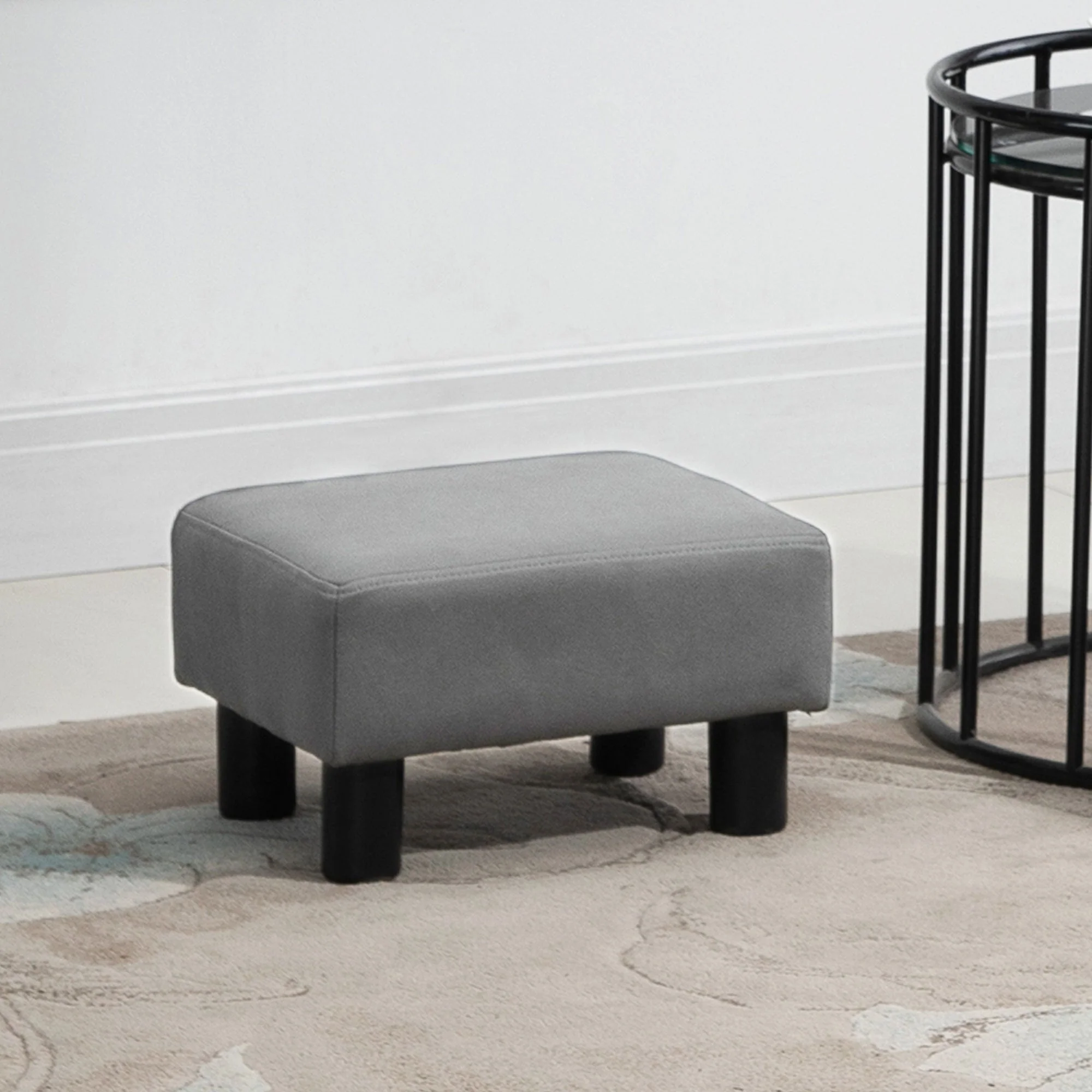 Footstool Foot Rest Small Seat Foot Rest Chair Grey Home Office with Legs 40 x 30 x 24cm - Image 2