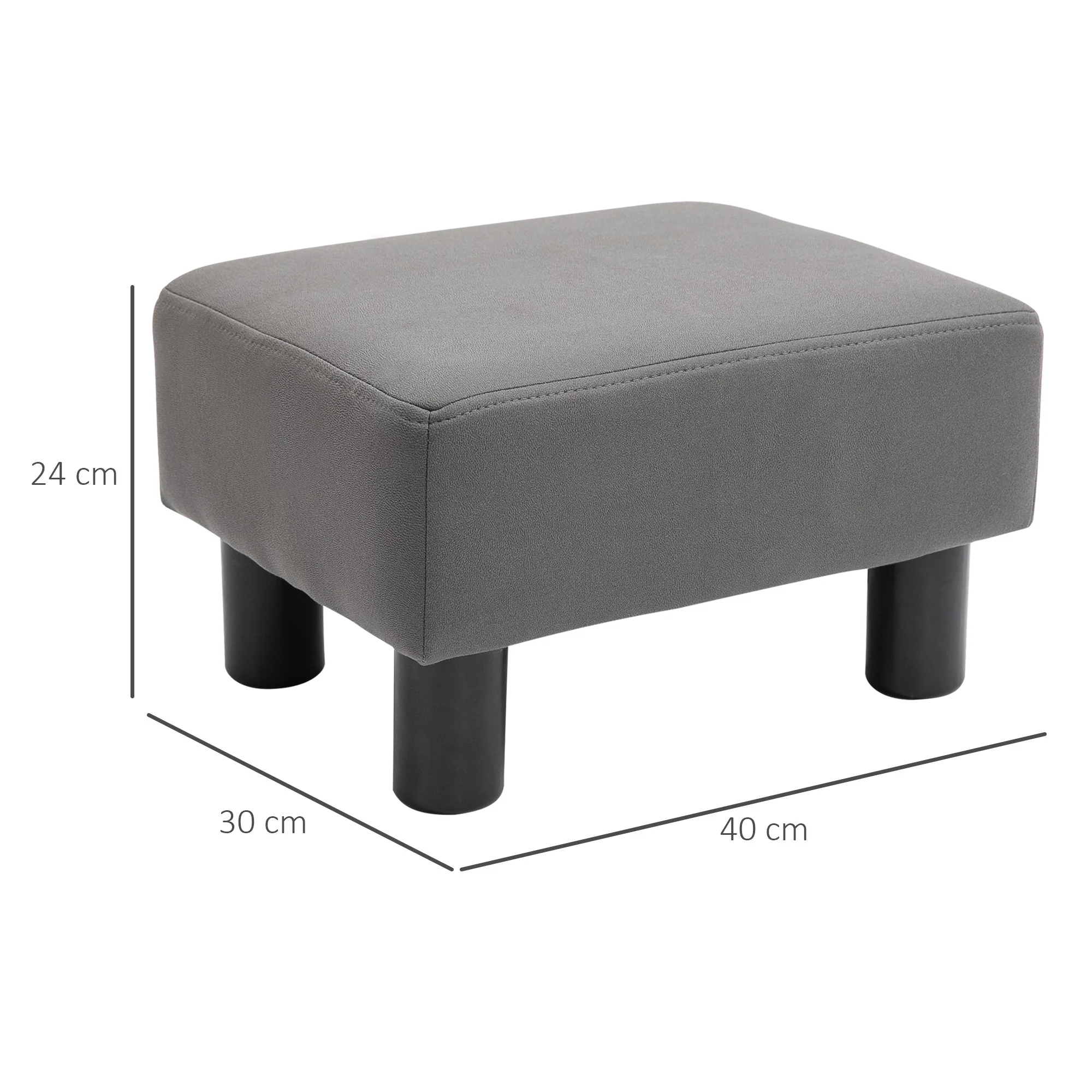 Footstool Foot Rest Small Seat Foot Rest Chair Grey Home Office with Legs 40 x 30 x 24cm - Image 3