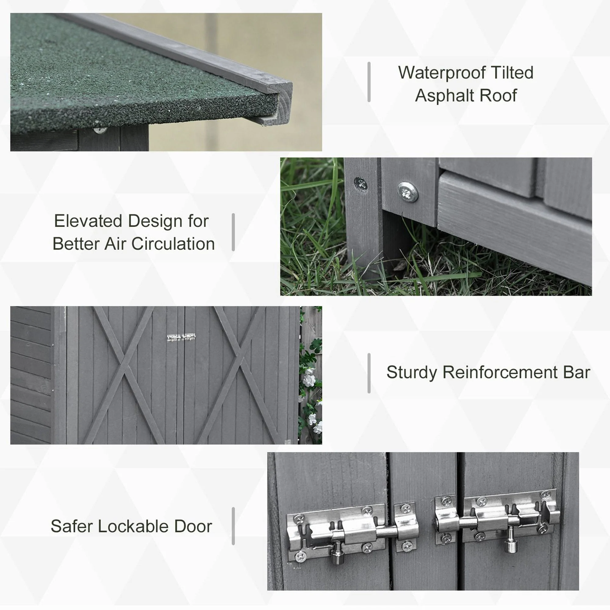 Fortress 160cm Double Door Pent Garden Store Lockable Fir Wood Grey by Steadfast - Image 5