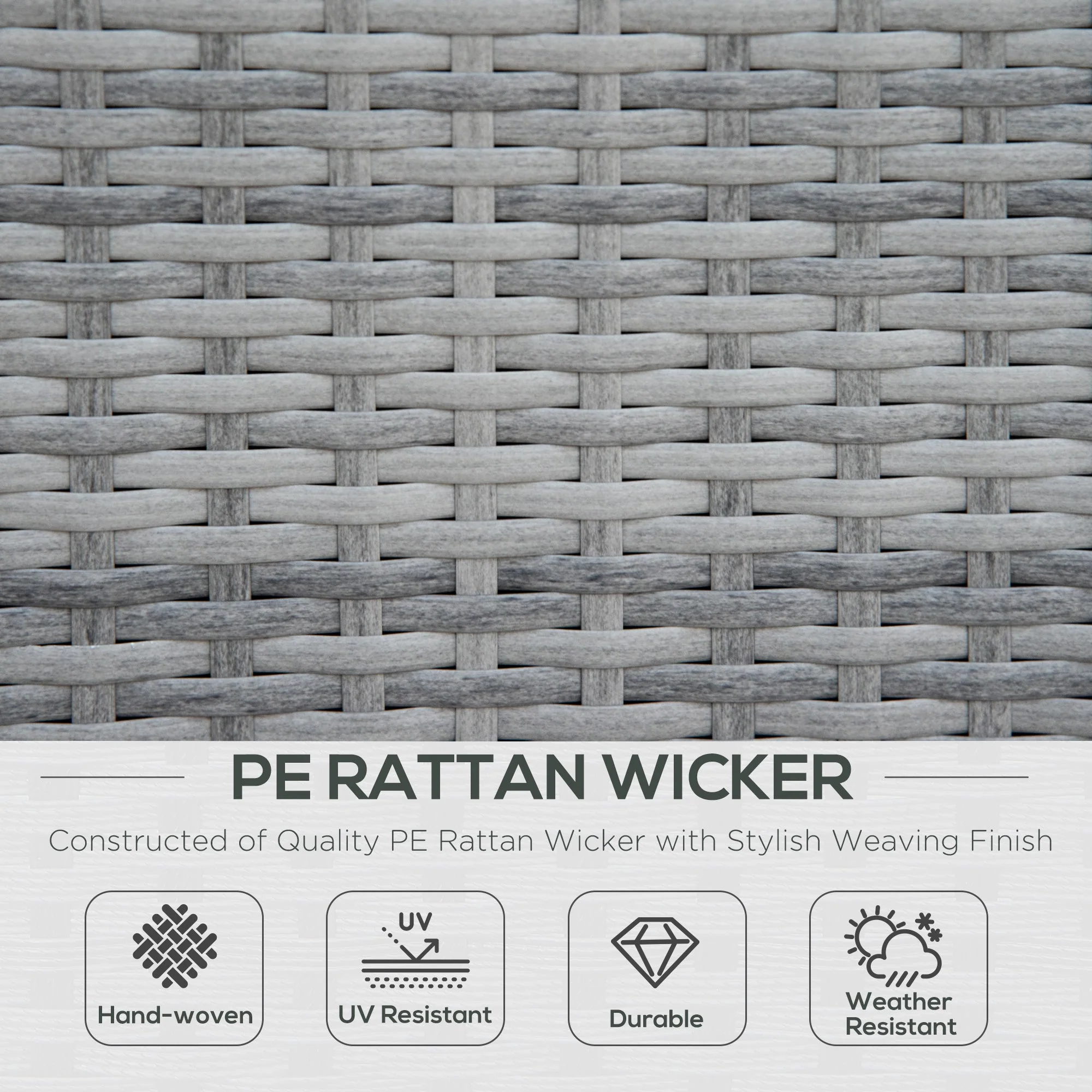 Four-Piece Half-Square Rattan Sofa Set - Mixed Grey - Image 4