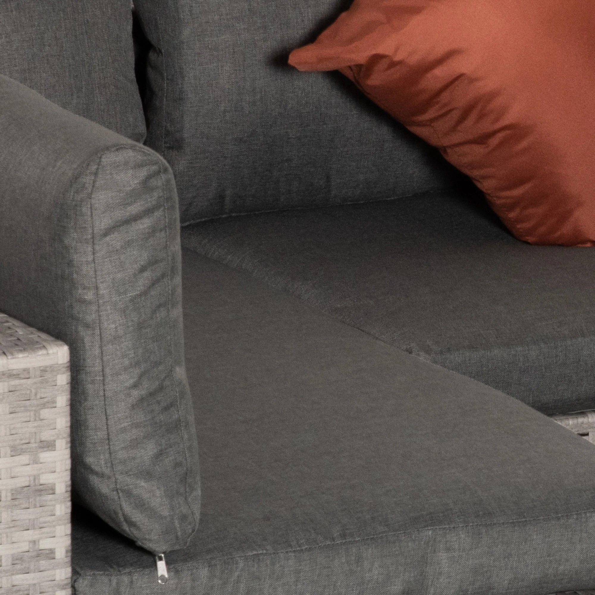 Four-Piece Half-Square Rattan Sofa Set - Mixed Grey - Image 8