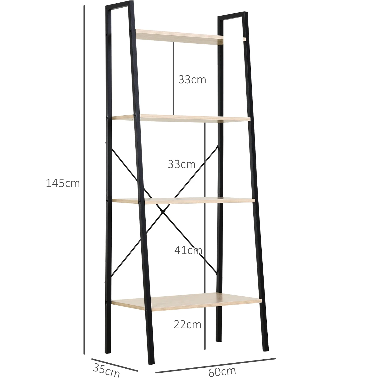 Four-Tier Metal Frame Minimal Shelving Unit - Black - Image 3