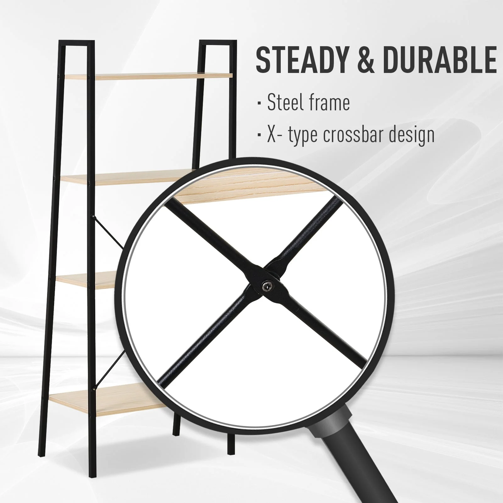 Four-Tier Metal Frame Minimal Shelving Unit - Black - Image 4