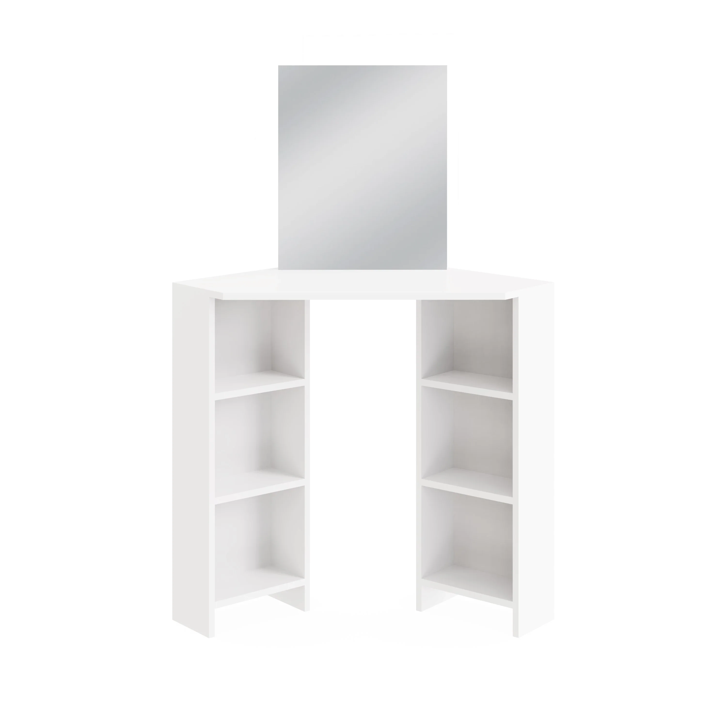 Frances Tall Dressing Table White 6 Shelves - Image 2