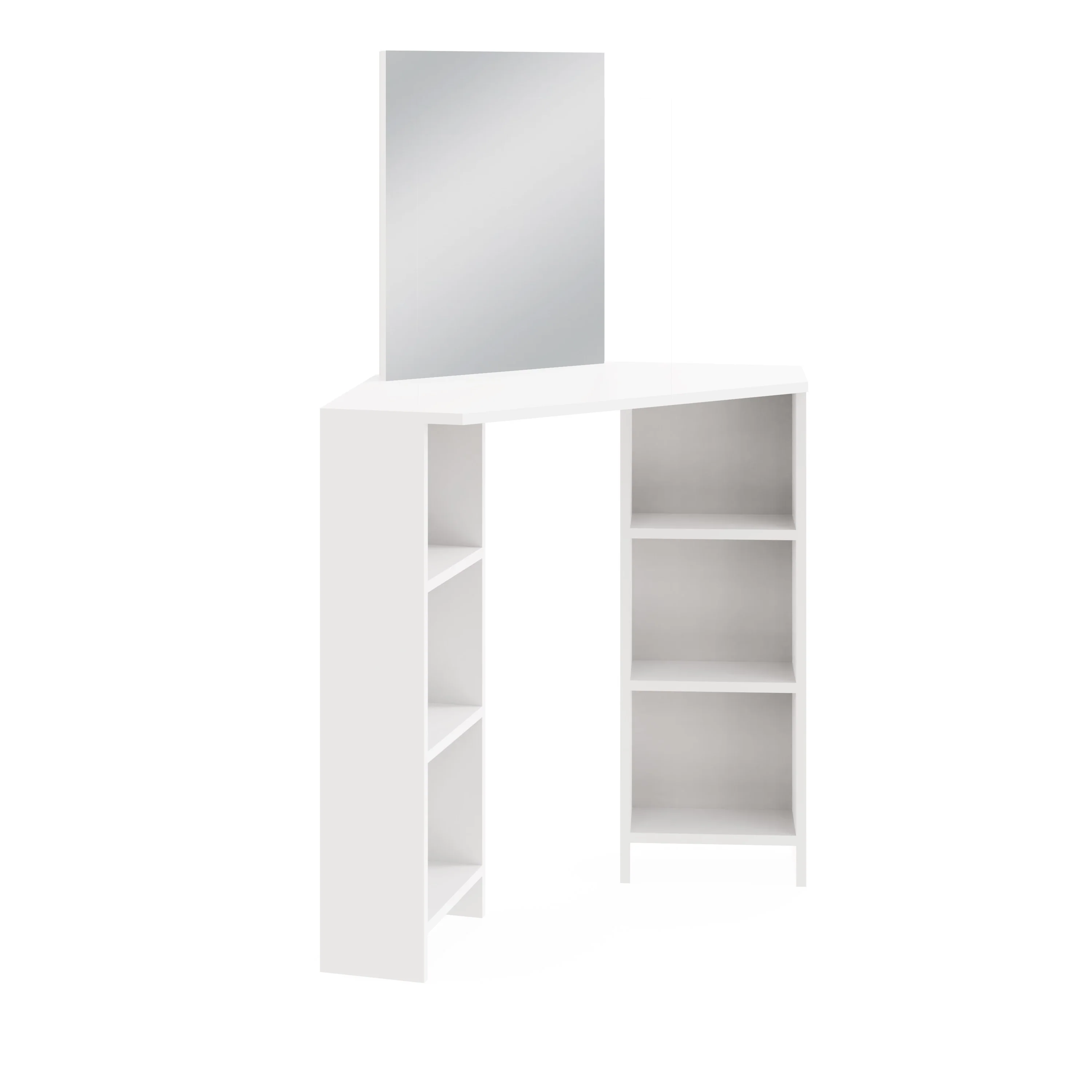 Frances Tall Dressing Table White 6 Shelves - Image 4