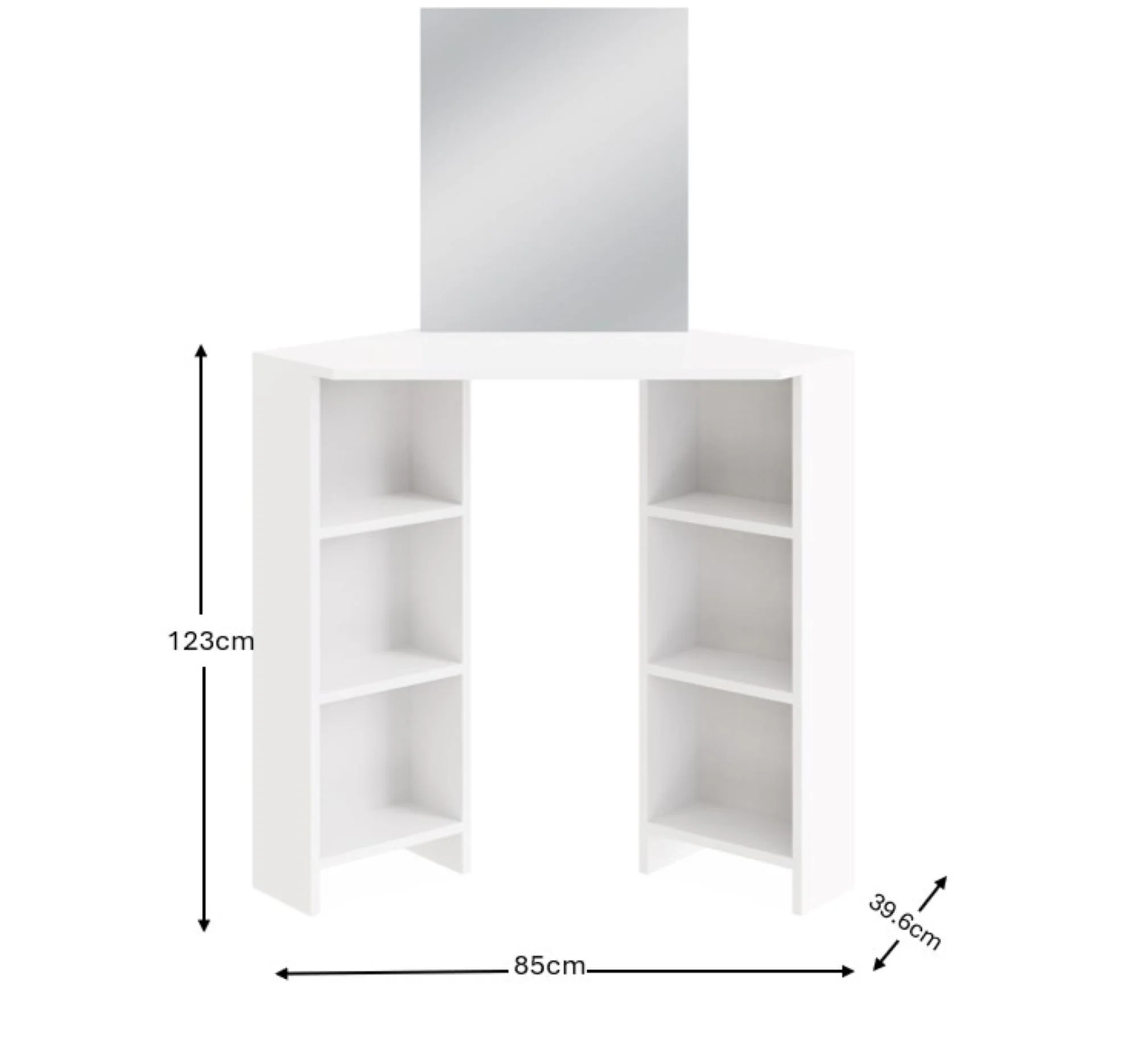 Frances Tall Dressing Table White 6 Shelves - Image 6