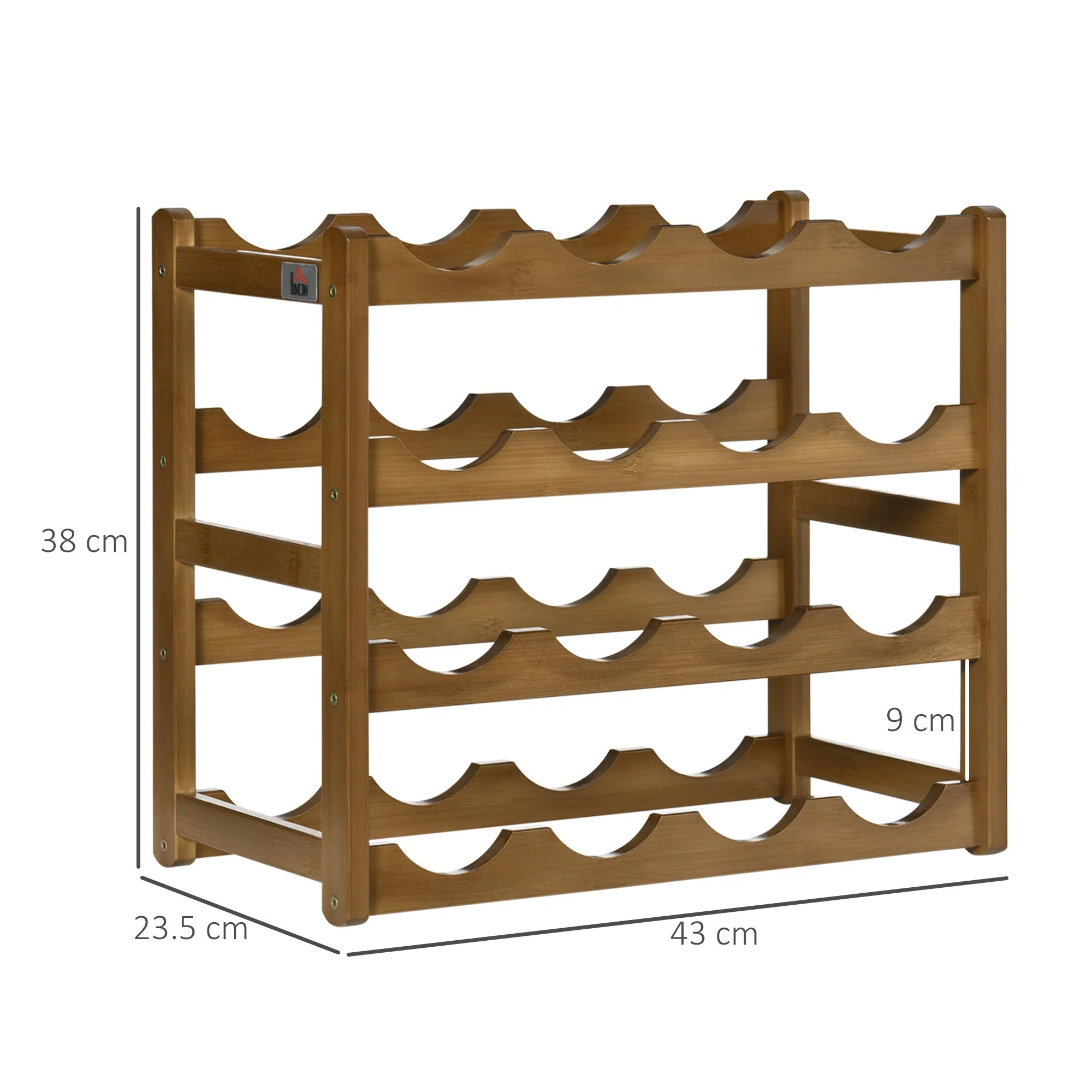 Free Standing Bamboo Wine Rack with 16 Bottles Holder - Image 3