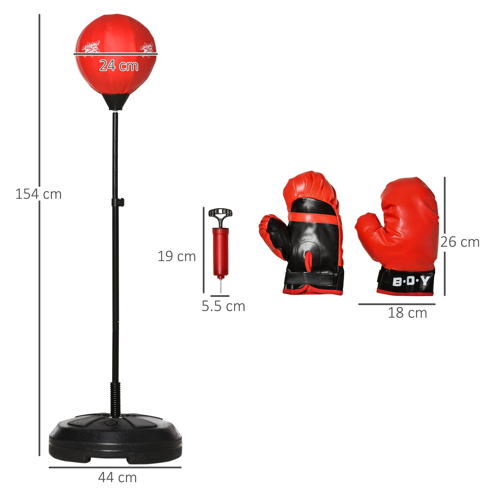Free Standing Punching Ball Speed Boxing Bag with Gloves and Inflator for Kids - Image 3