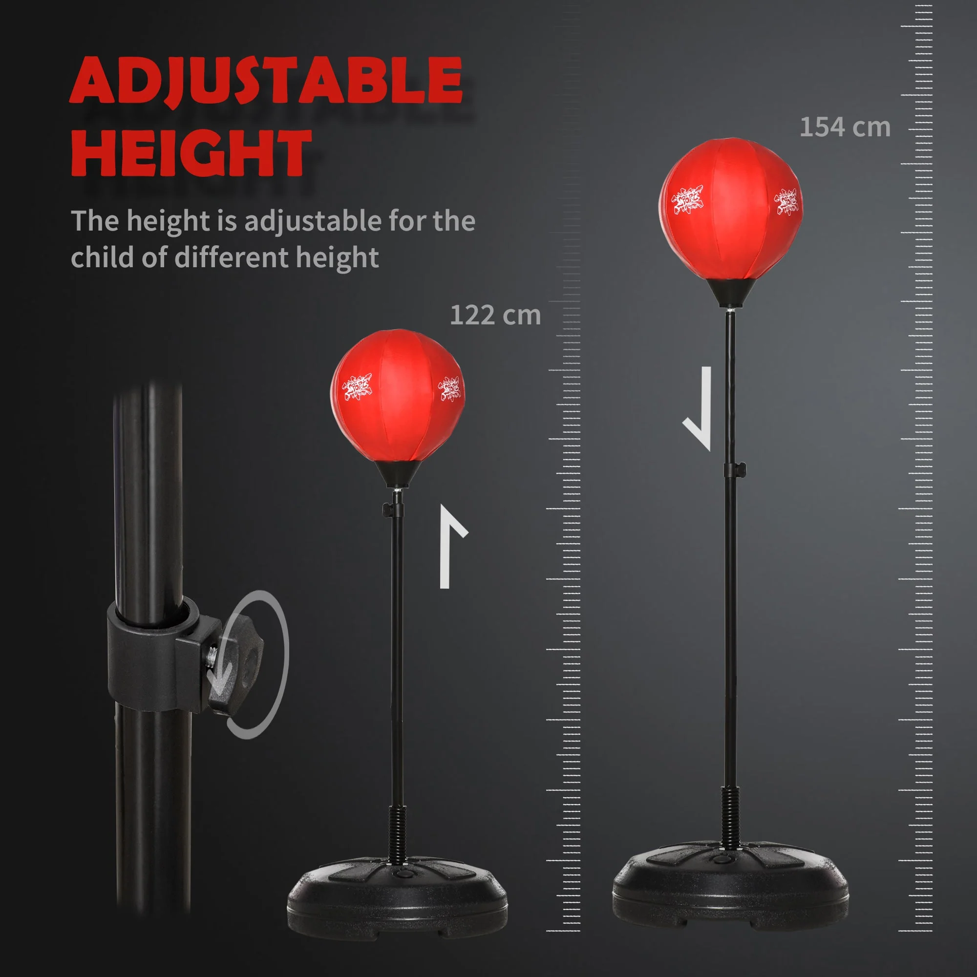 Free Standing Punching Ball Speed Boxing Bag with Gloves and Inflator for Kids - Image 4