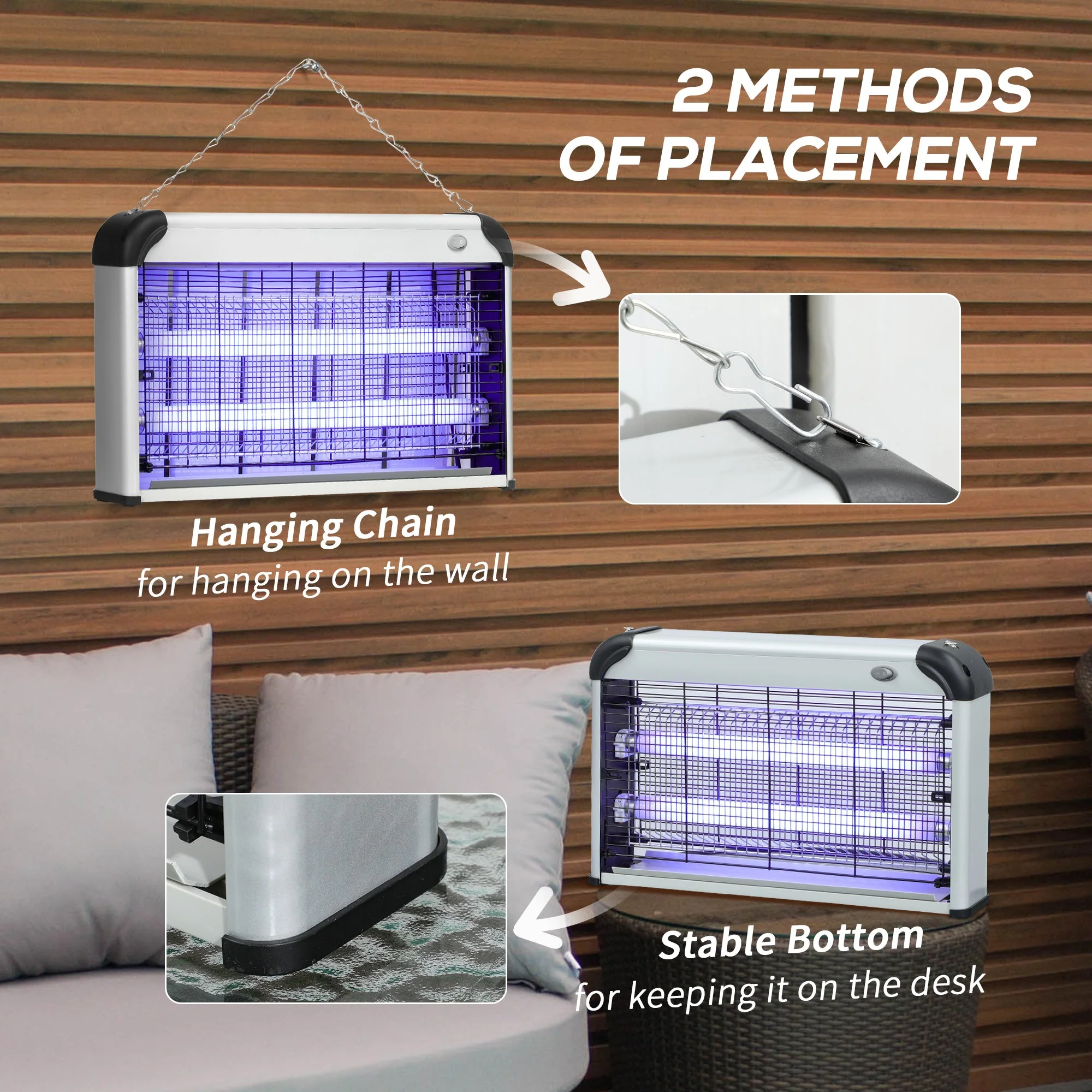 Free Standing Wall Hanging 30W Electric Fly Mosquito Killer 60? Coverage Electric Fly Zapper - Image 6