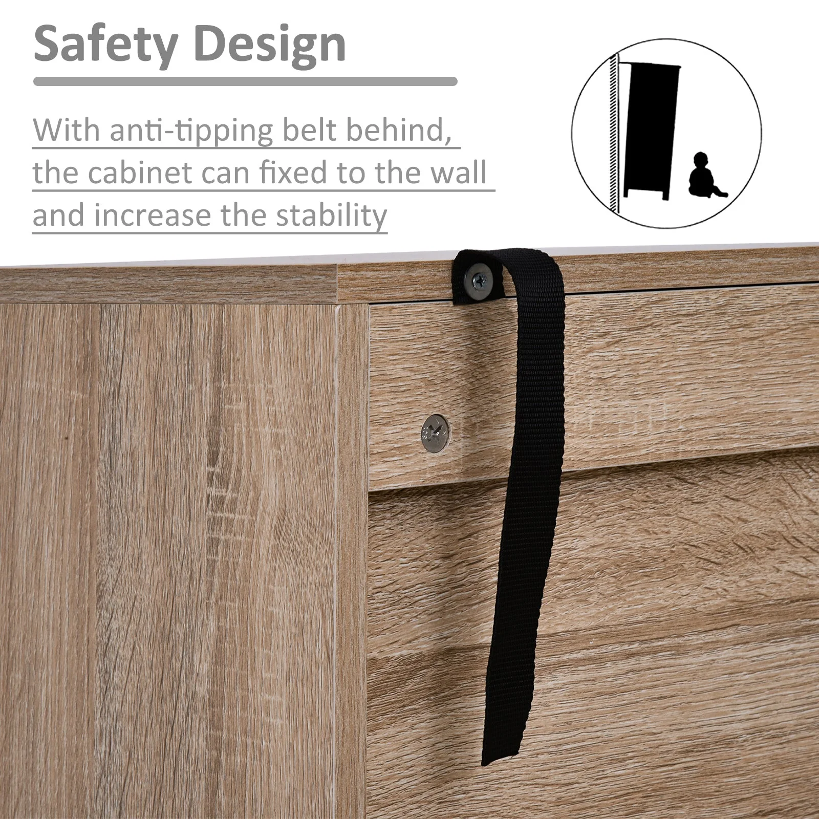 Freestanding Bookshelf Living Room Bookcase Storage Cabinet with 5 Shelves and Door Cupboard for Home Office - Image 5