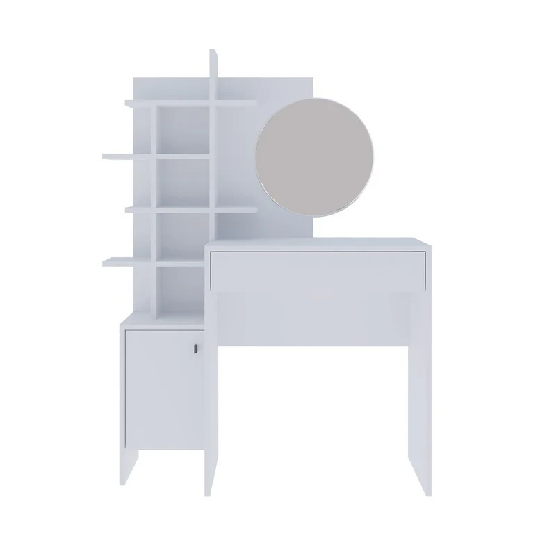 Freyja Tall Dressing Table White 1 Door 5 Shelves 1 Drawer - Image 3