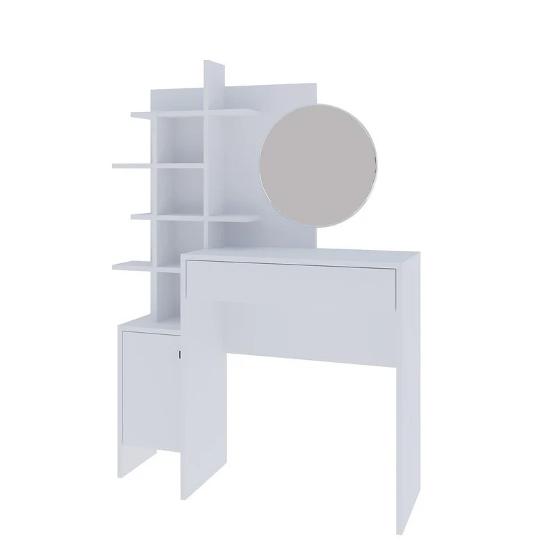 Freyja Tall Dressing Table White 1 Door 5 Shelves 1 Drawer - Image 4