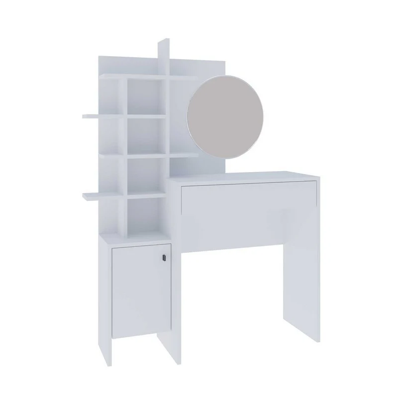 Freyja Tall Dressing Table White 1 Door 5 Shelves 1 Drawer - Image 5