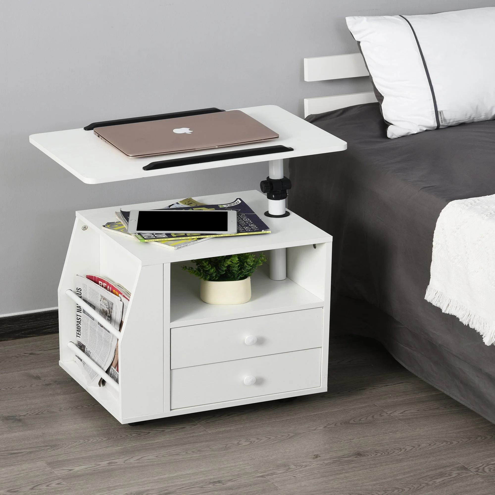 Functional Swivel Bedside Table End Table Side Table for Living Room Nightstand for Bedroom - Image 2
