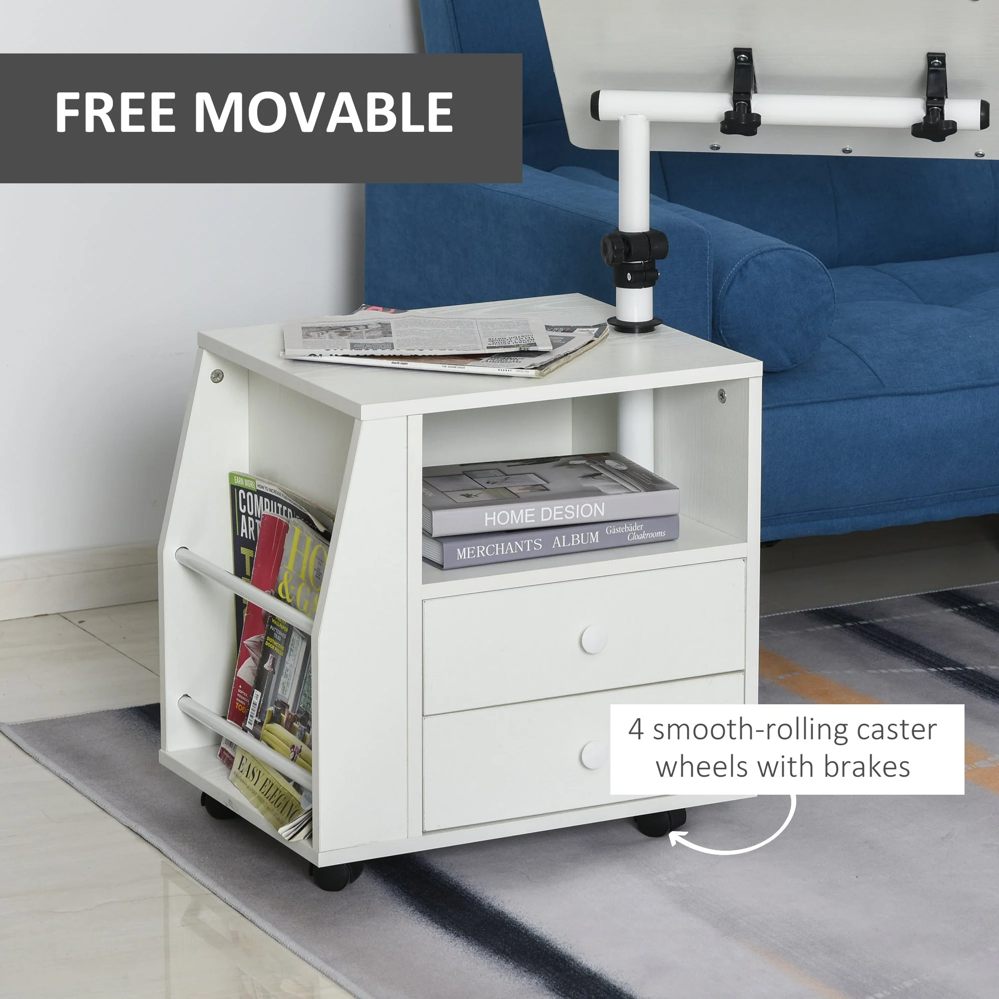 Functional Swivel Bedside Table End Table Side Table for Living Room Nightstand for Bedroom - Image 6