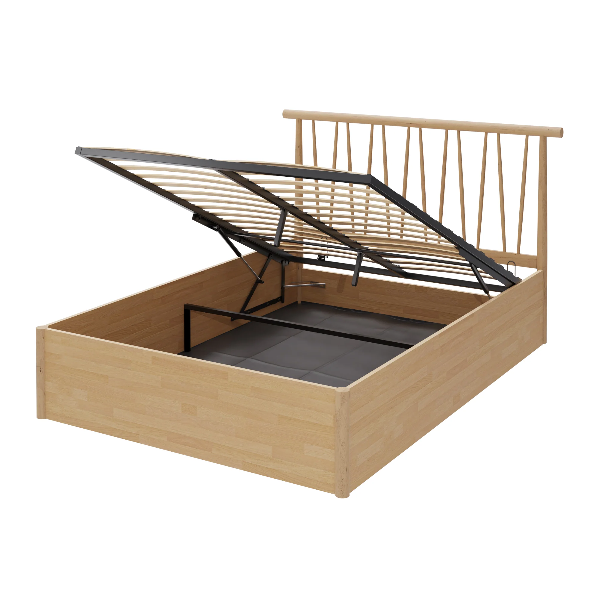 Fusum Small Double Ottoman Bed Oak 5 x 7ft - Image 2