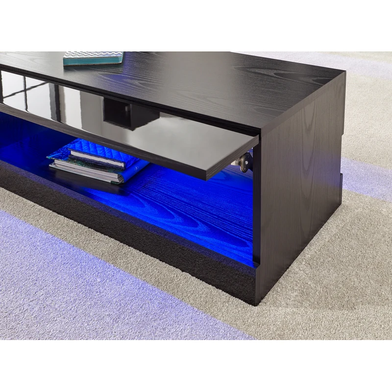 Galicia Extending Coffee Table Black 1 Shelf 75cm - Image 3