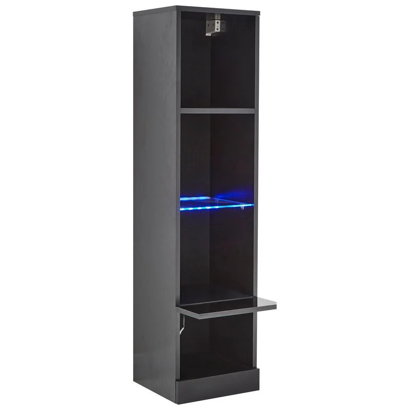 Galicia Tall Shelving Unit Black 1 Door 4 Shelves - Image 2