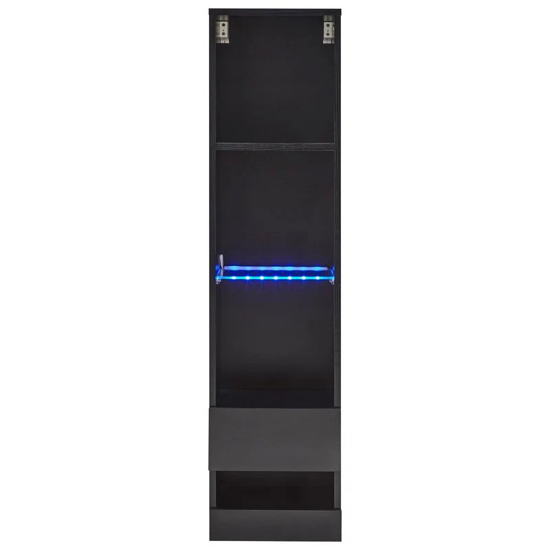 Galicia Tall Shelving Unit Black 1 Door 4 Shelves - Image 3