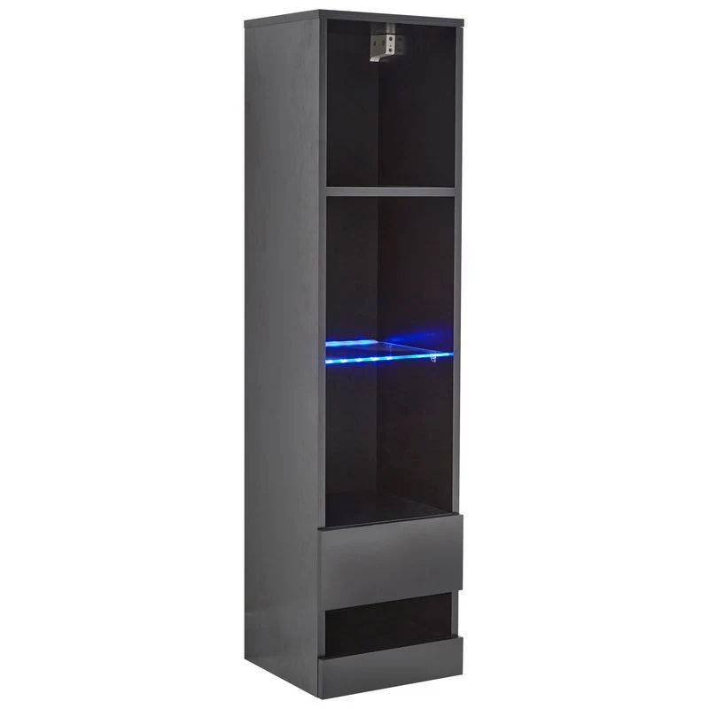 Galicia Tall Shelving Unit Black 1 Door 4 Shelves - Image 5