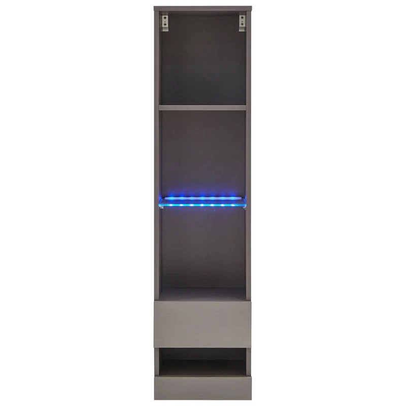 Galicia Tall Shelving Unit Grey 1 Door 4 Shelves - Image 3