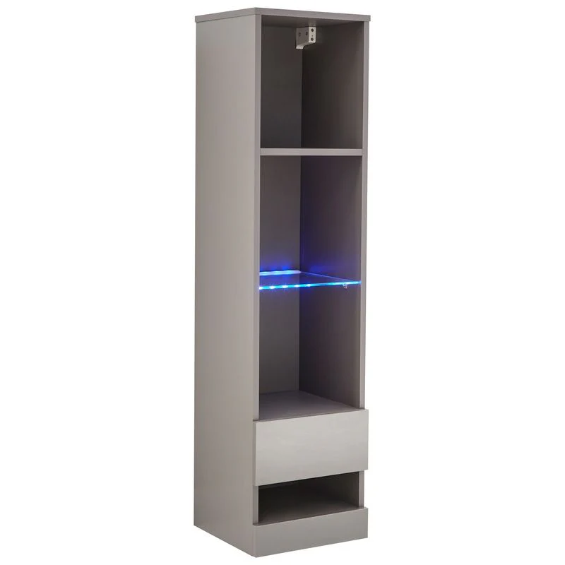 Galicia Tall Shelving Unit Grey 1 Door 4 Shelves - Image 5