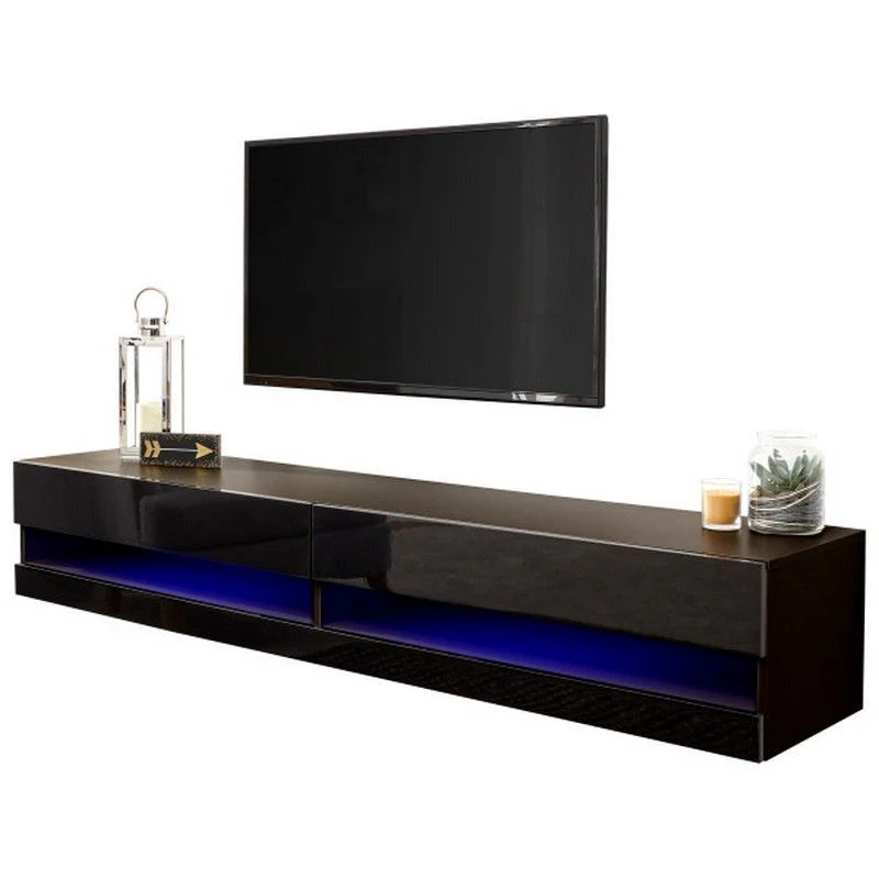 Galicia TV Unit Black 2 Shelves 2 Doors - Image 3