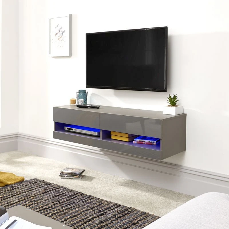 Galicia TV Unit Light Grey 2 Shelves - Image 3