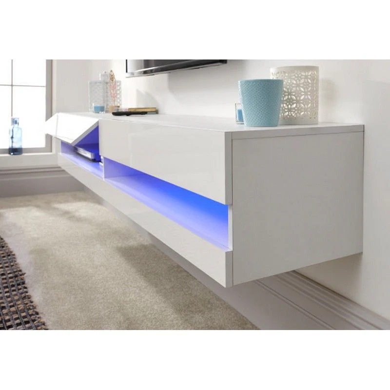 Galicia TV Unit White 2 Shelves 2 Doors - Image 2