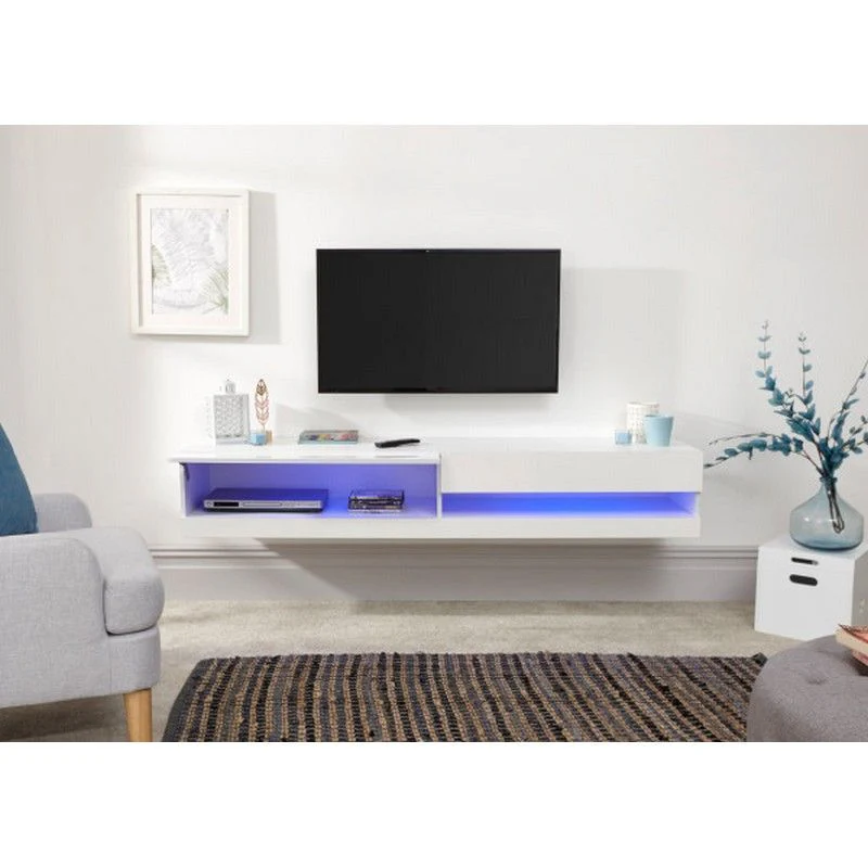 Galicia TV Unit White 2 Shelves 2 Doors - Image 5