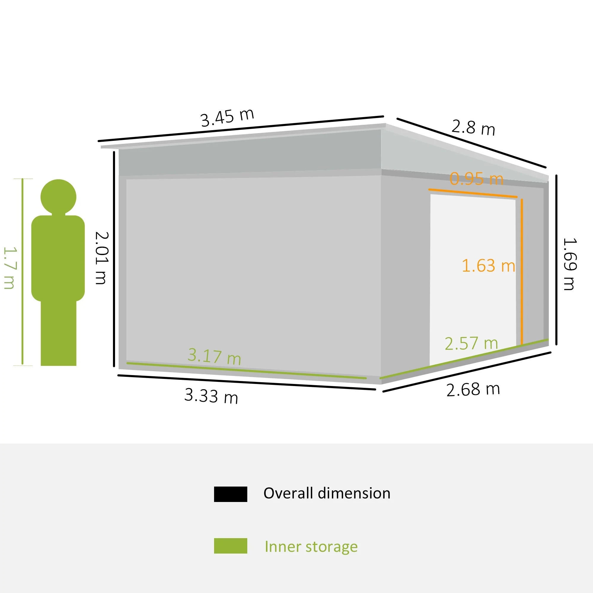 Galvanised 11.3 x 9.2' Sliding Double Door Offset Pent Garden Shed With Ventilation Steel Grey by Steadfast - Image 2