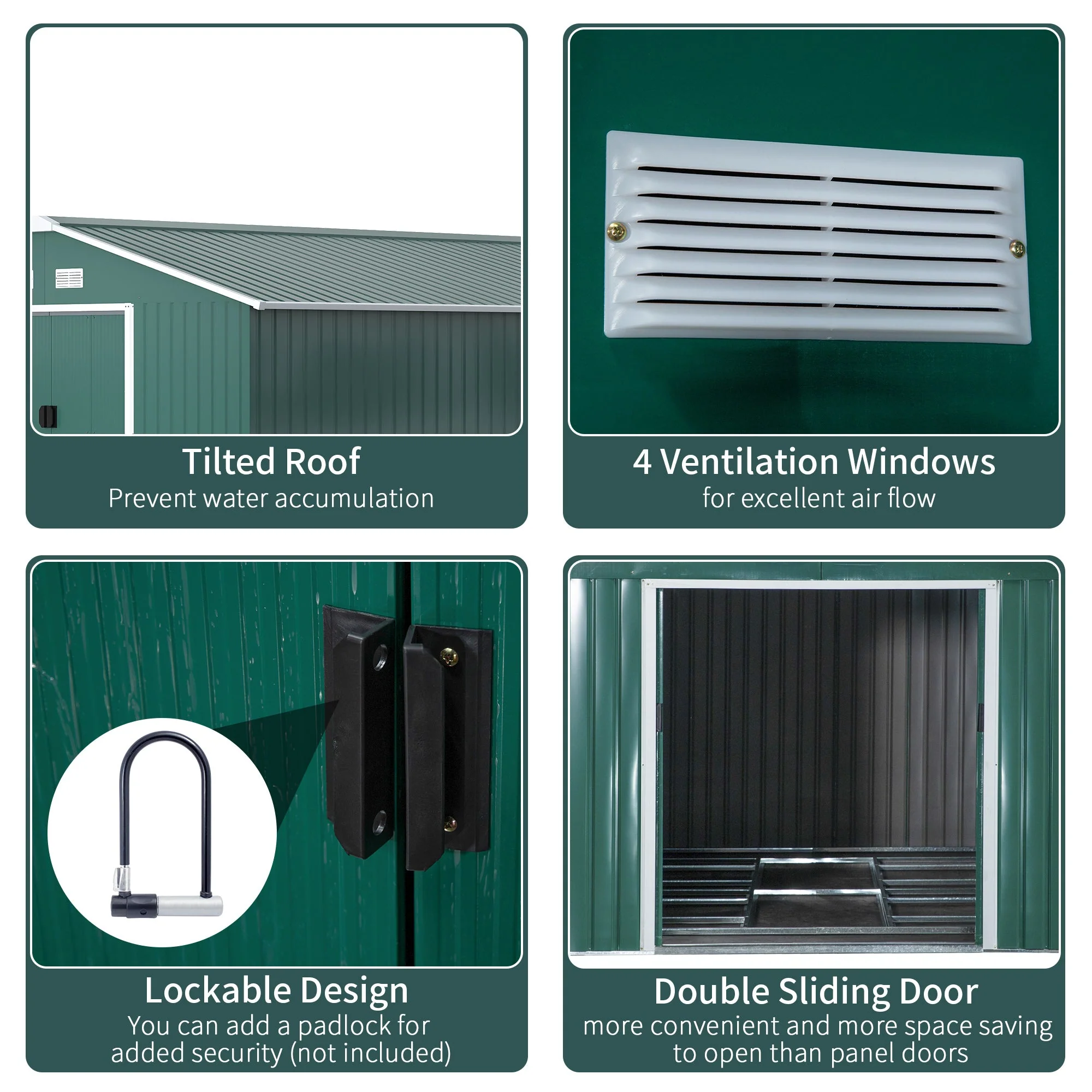 Galvanised 12.5 x 11' Sliding Double Door Apex Garden Shed Steel Green by Steadfast - Image 5