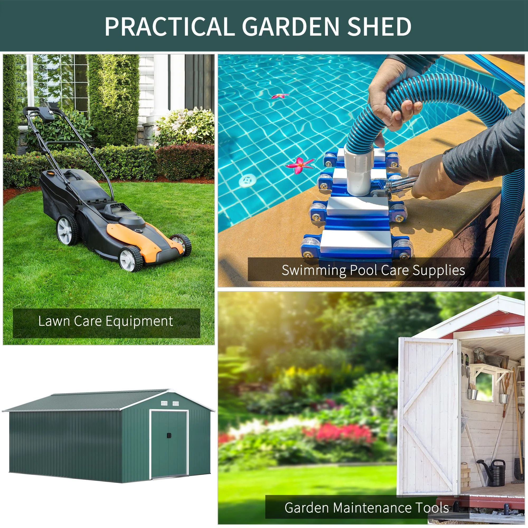 Galvanised 12.5 x 11' Sliding Double Door Apex Garden Shed Steel Green by Steadfast - Image 6