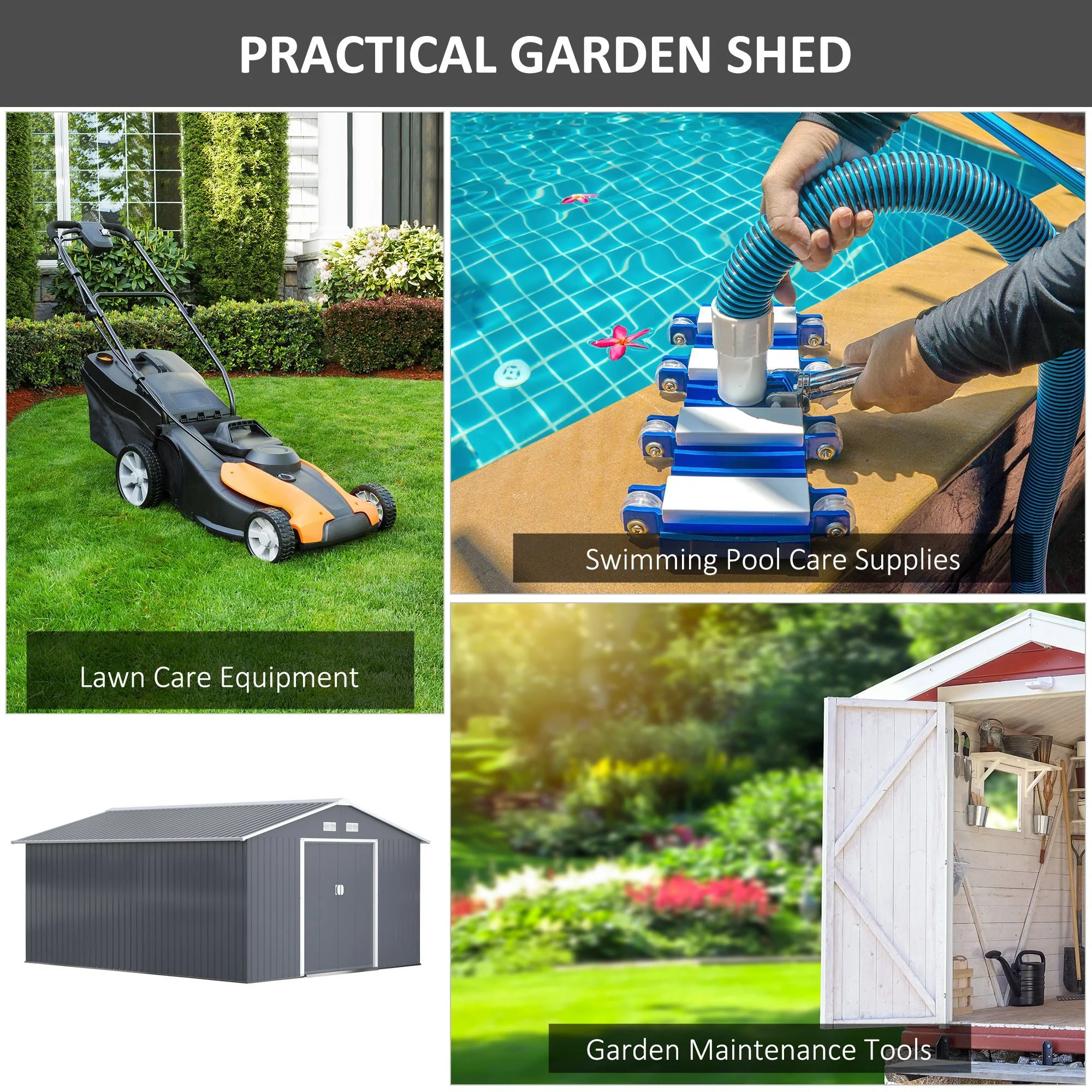 Galvanised 13 x 11' Sliding Double Door Apex Garden Shed With Ventilation Steel Grey by Steadfast - Image 5
