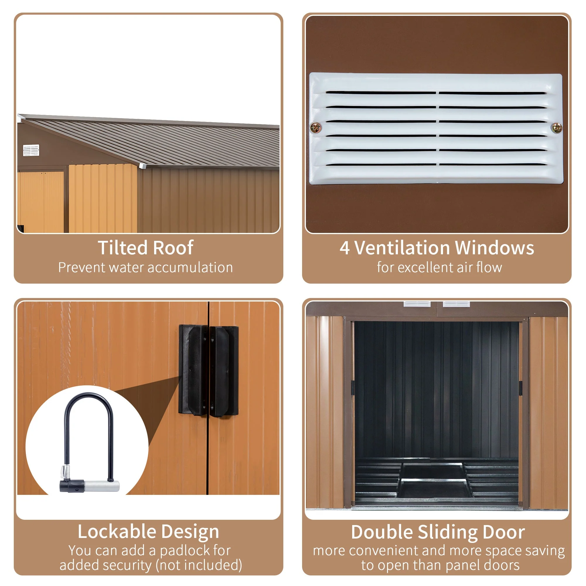 Galvanised 13 x 11' Sliding Double Door Apex Garden Shed With Ventilation Steel Light Brown by Steadfast - Image 5
