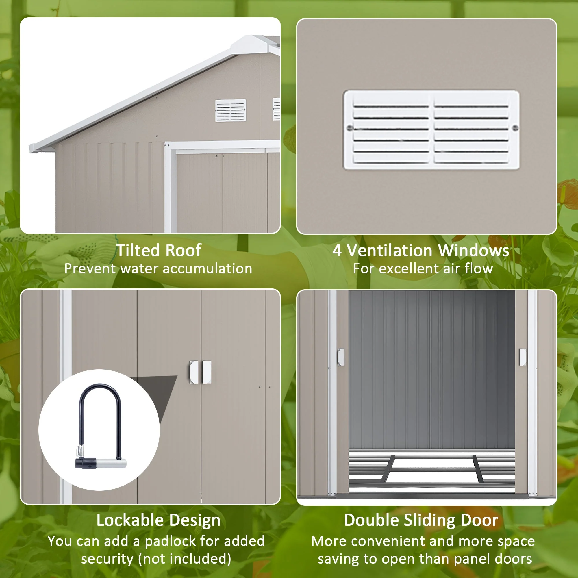 Galvanised 13 x 11' Sliding Double Door Apex Garden Shed With Ventilation Steel Light Grey by Steadfast - Image 5