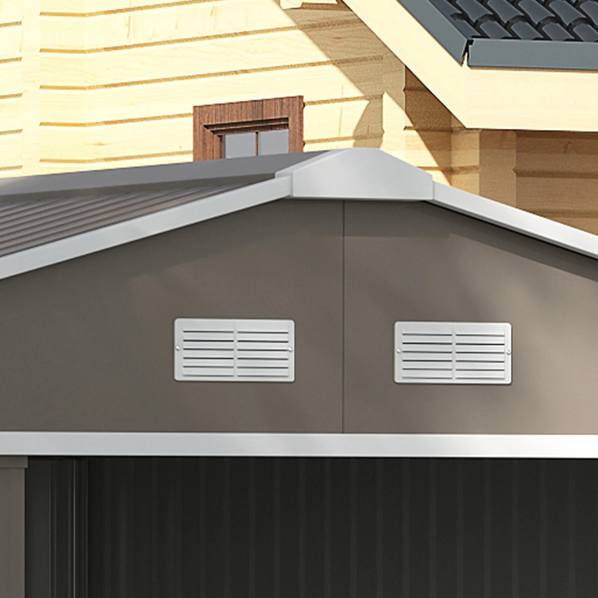 Galvanised 13 x 11' Sliding Double Door Apex Garden Shed With Ventilation Steel Light Grey by Steadfast - Image 8