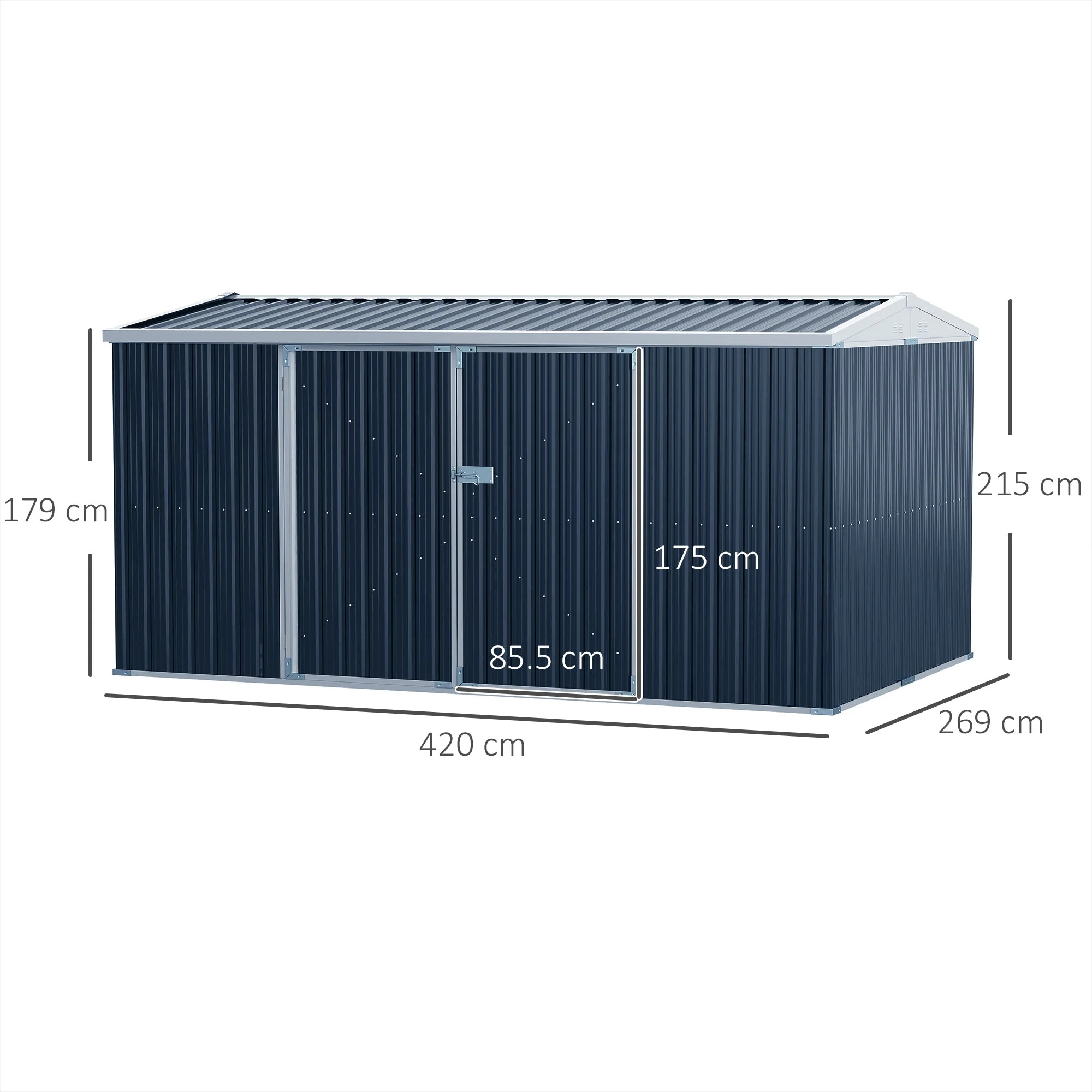 Galvanised 14 x 9' Double Door Reverse Apex Garden Shed Lockable Steel Grey by Steadfast - Image 3