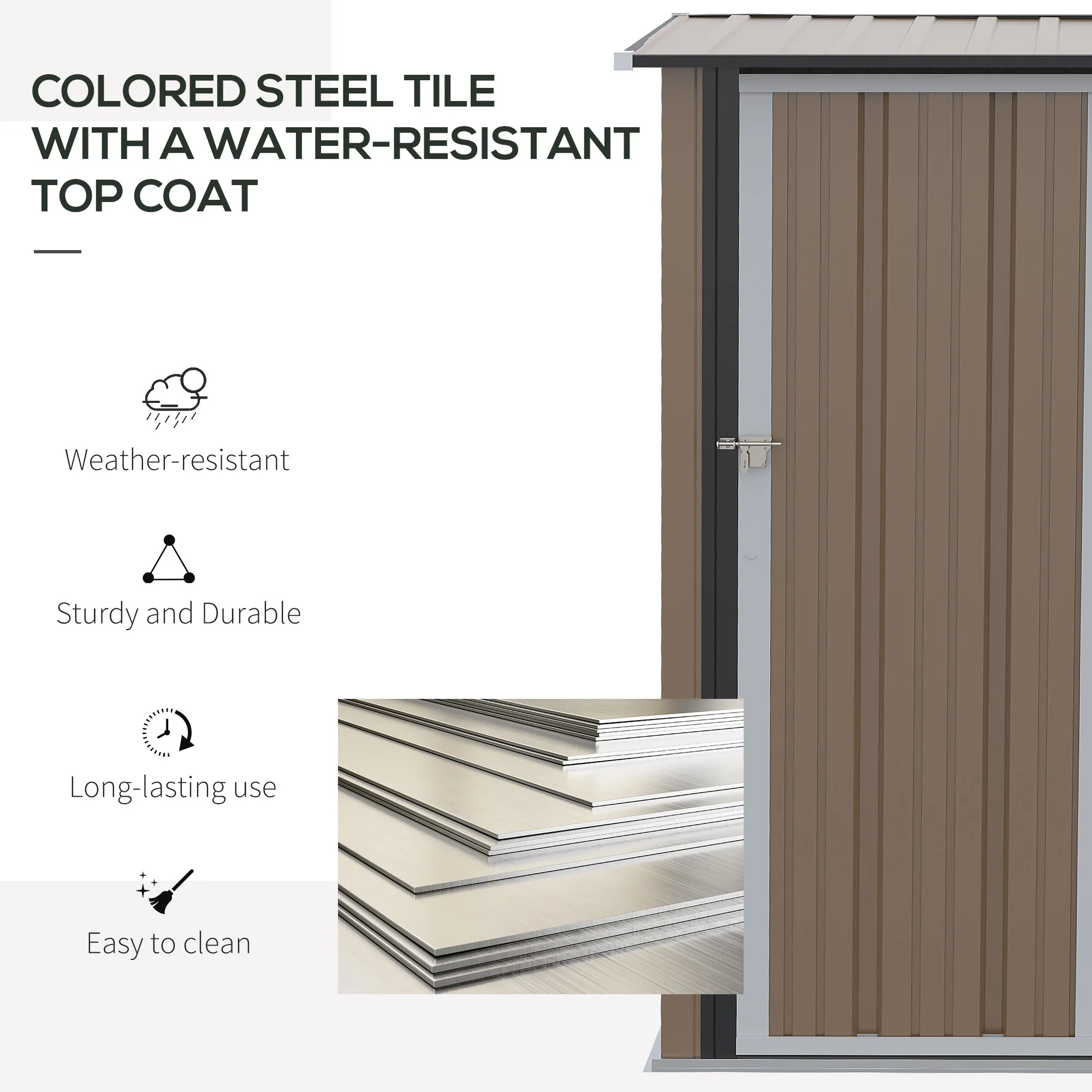 Galvanised 5 x 3' Single Door Pent Garden Store Lockable Steel Brown by Steadfast - Image 4
