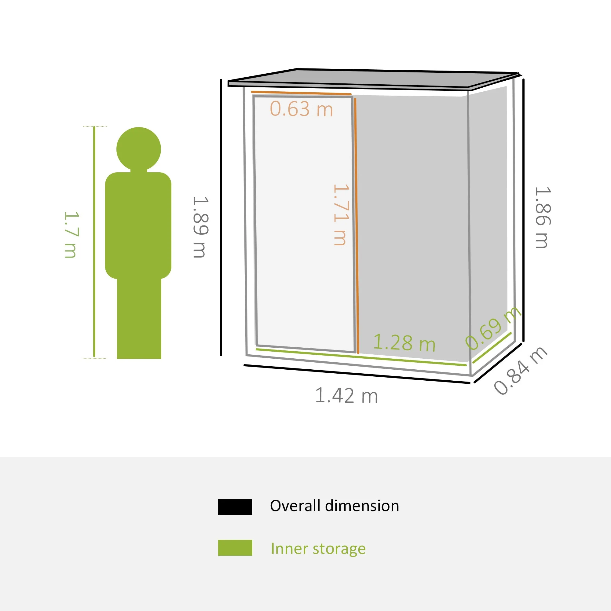 Galvanised 5 x 3' Single Door Pent Garden Store Lockable Steel Green by Steadfast - Image 3